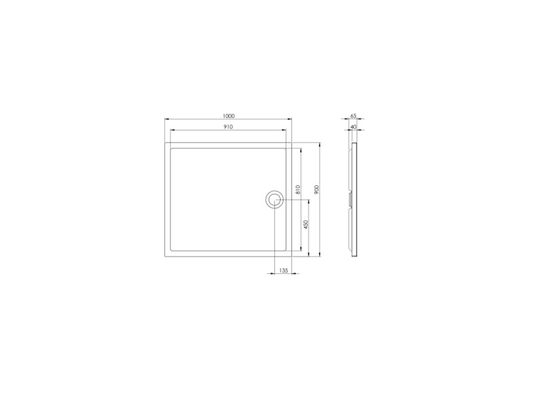 Roca GRANADA Brodzik akrylowy 100x90x4 FLAT. A276337000 rys. wymiary BudoHurt.com Łódź.jpg