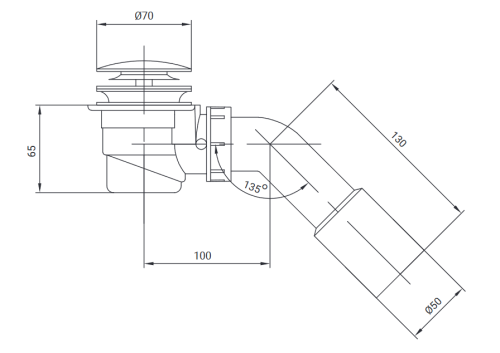 Meissen Keramik Syfon wannowy z przelew klik-klak biały. S904-014 rys. tech.png