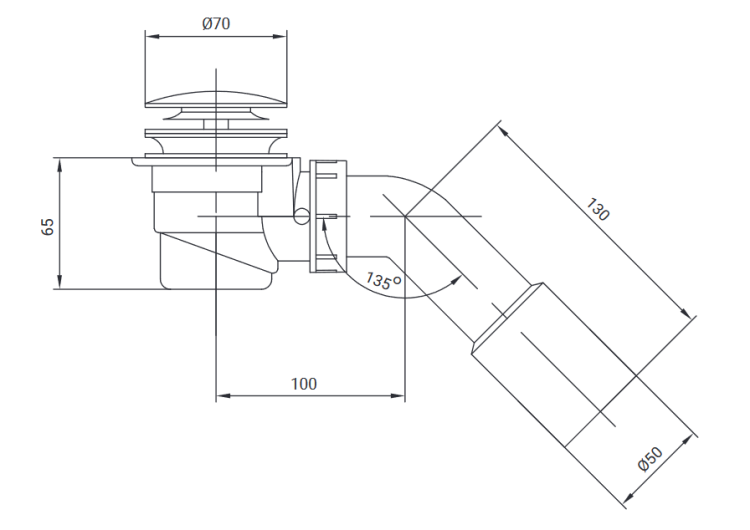 Meissen Keramik Syfon wannowy z przelew klik-klak biały. S904-014 rys. tech.png