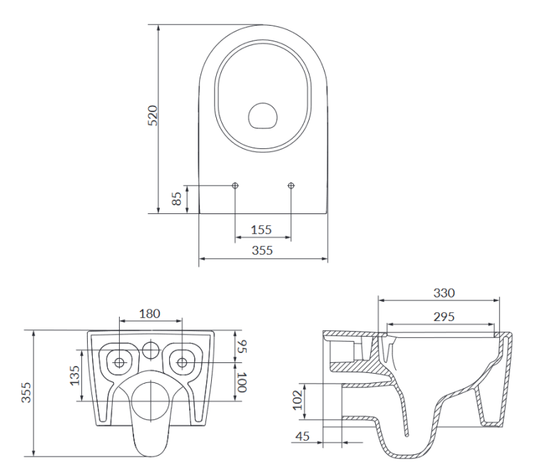 Meissen Keramik Miska zawieszana WERTA Euro White. K691-005 rys. tech.png