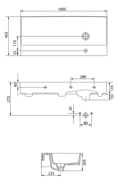 Meissen Keramik umywalka wisząca KONTRA 8100 prawa. K682-046 rys. tech.png