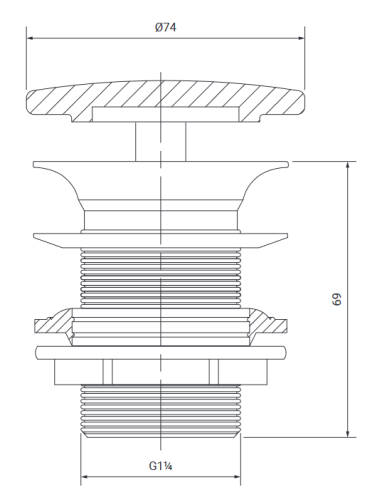 Meissen Keramik Ceramiczny korek do umywalek bez przelewu WERTA Euro White. K691-008 rys. tech.png