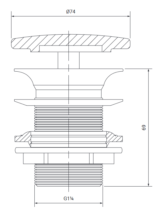 Meissen Keramik Ceramiczny korek do umywalek bez przelewu WERTA Euro White. K691-008 rys. tech.png