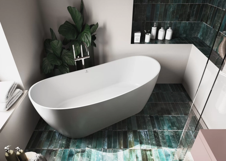 Inbalia Wanna wolnostojąca Laguna 160x70 cm Połysk lany marmur AQUASTONE®+ wizual. BudoHurt.com Łódź.webp