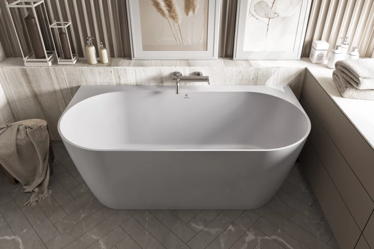 Inbalia Bahama 155x78,5 wanna wolnostojąca MAT lany marmur AQUASTONE®+  zd.5 BudoHurt.com Łódź.webp