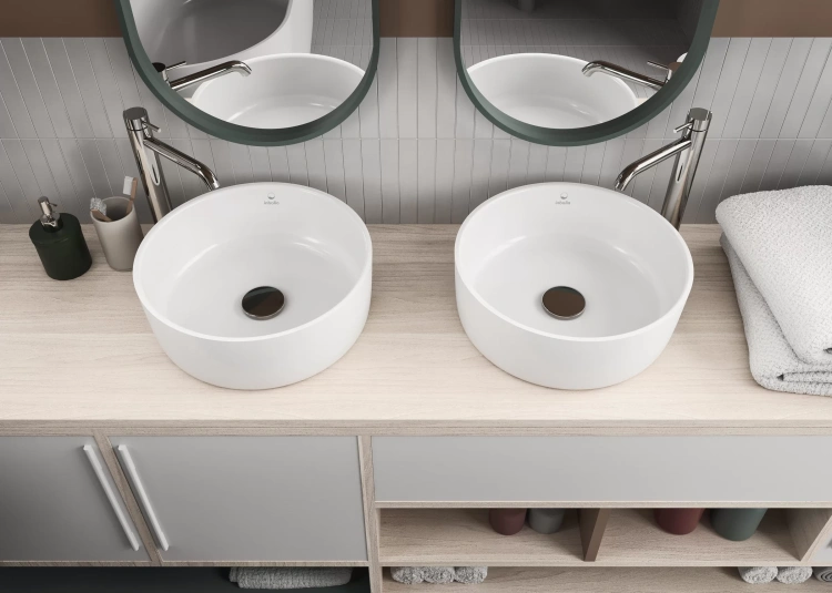 Inbalia Bali  38 cm okrągła umywalka nablatowa MAT lany marmur AQUASTONE®+ zd.4 BudoHurt.com Łódź.webp