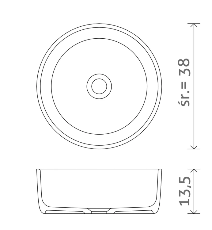 Inbalia Bali  38 cm okrągła umywalka nablatowa MAT lany marmur AQUASTONE®+  rys. BudoHurt.com Łódź.webp