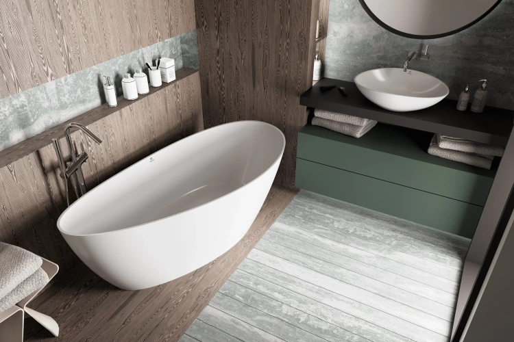 Inbalia Capri 150x70 wanna wolnostojąca MAT lany marmur AQUASTONE®+ + zd.3 BudoHurt.com Łódź.webp