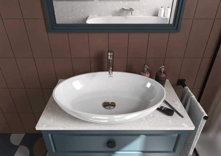 Inbalia Flores 60x40 umywalka nablatowa MAT lany marmur AQUASTONE®+zd.4 BudoHurt.com Łódź.webp