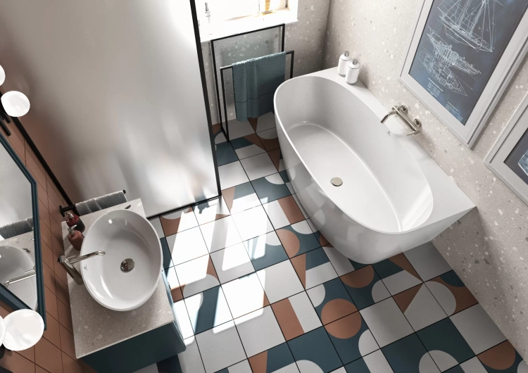 Inbalia Flores 155x80 wanna przyścienna POŁYSK lany marmur AQUASTONE®+ zd.7 BudoHurt.com Łódź.webp