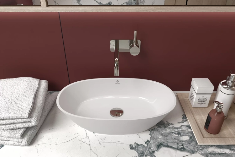 Inbalia Ibiza 60x35 umywalka nablatowa POŁYSK lany marmur AQUASTONE®+ zd.5 BudoHurt.com Łódź.webp
