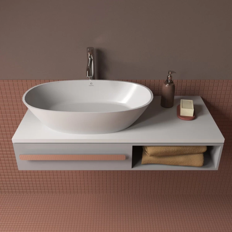 Inbalia Ibiza 60x35 umywalka nablatowa POŁYSK lany marmur AQUASTONE®+ zd.4 BudoHurt.com Łódź.webp