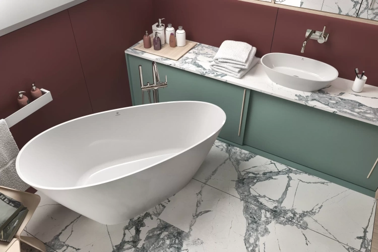 Inbalia Ibiza 60x35 umywalka nablatowa POŁYSK lany marmur AQUASTONE®+zd.7 BudoHurt.com Łódź.webp