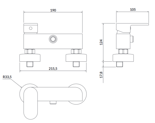 Cersanit CREA Bateria natryskowa ścienna Chrom. S951-319 rys.png