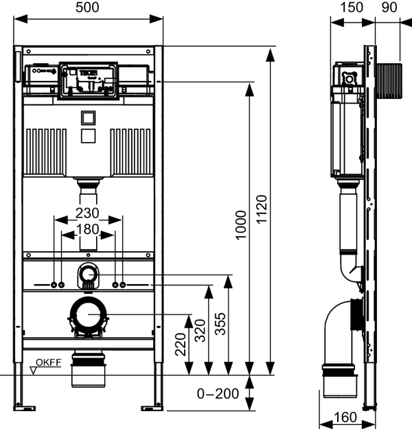 TECEprofil stelaż WC 112 cm. Tece 9300302  rys.png