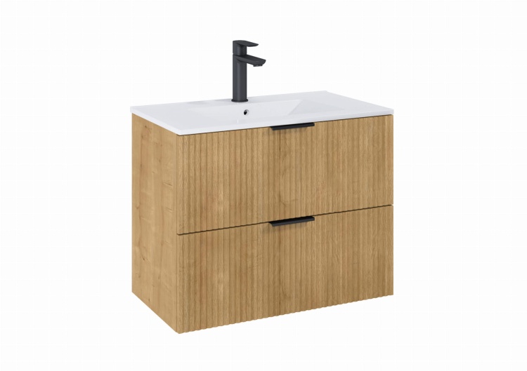 Roca REEF Szafka łazienkowa 80 cm z 2 szufladami, do kompletacji z umywalką Hebe, jasny dąb. A857955464 BudoHurt.com Łódź.jpg