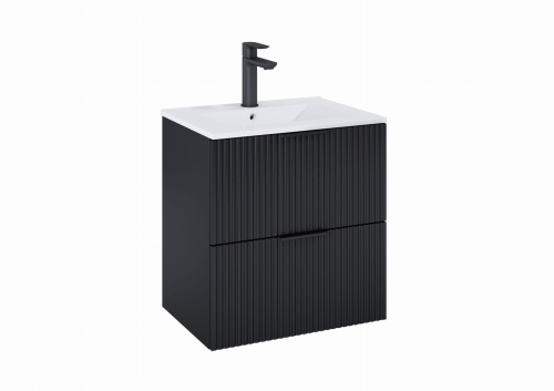 Roca REEF Szafka łazienkowa 60 cm z 2 szufladami, do kompletacji z umywalką Hebe. Czarny mat. A857954532  BudoHurt.com Łódź.jpg