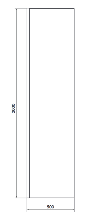 Cersanit ścianka kabiny rysznicowej Walk-In Mille Czarna 50x200. S161-016 rys.png