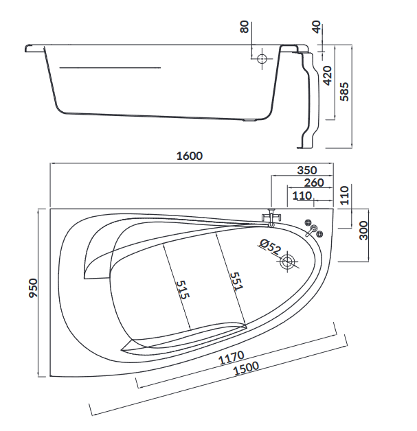 Cersanit wanna asymetryczna Joanna New Lewa 160x95. S301-170.png