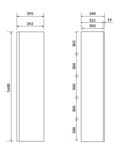 Cersanit Słupek Moduo 40 Szary. S929-019 rys. tech. BudoHurt Łódź.png