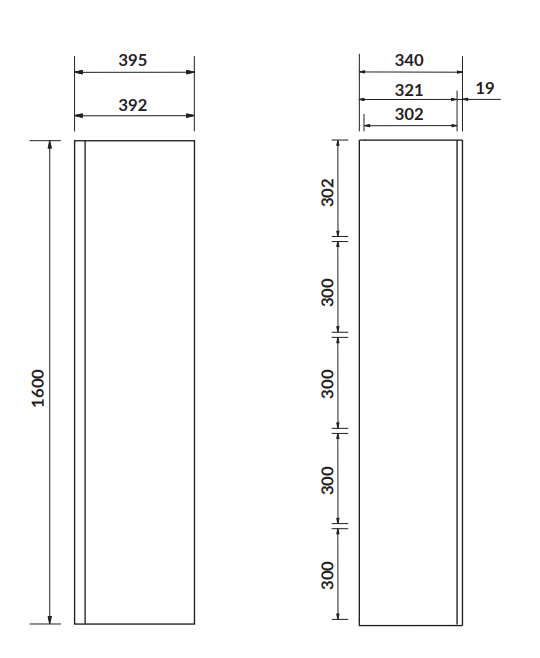 Cersanit Słupek Moduo 40 Szary. S929-019 rys. tech. BudoHurt Łódź.png