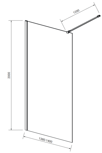 Meissen Keramik KONTRA kabina prysznicowa Walk-In  Chrom 140x200 Szkło Transparentne. S169-002 rys.png