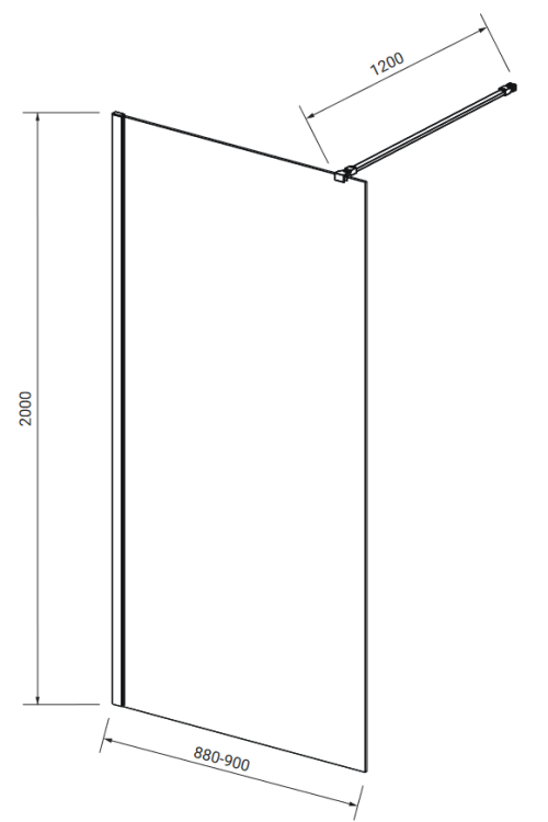 Meissen Keramik KONTRA kabina prysznicowa Walk-In  Złota 90x200 Szkło Transparentne. S169-009 rys.png