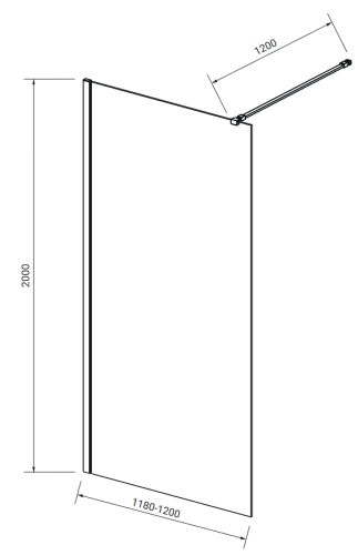 Meissen Keramik KONTRA kabina prysznicowa Walk-In  Złota 120x200 Szkło Transparentne. S169-011 rys.png