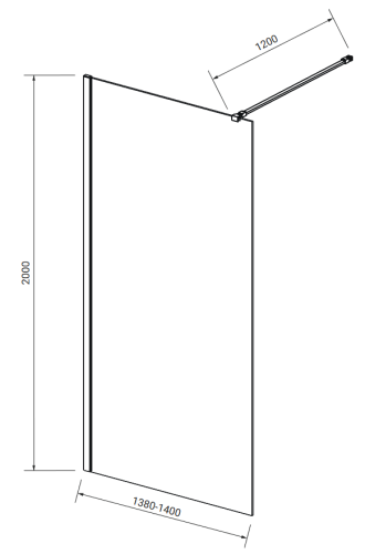 Meissen Keramik KONTRA kabina prysznicowa Walk-In  Złota 140x200 Szkło Transparentne. S169-012 rys.png