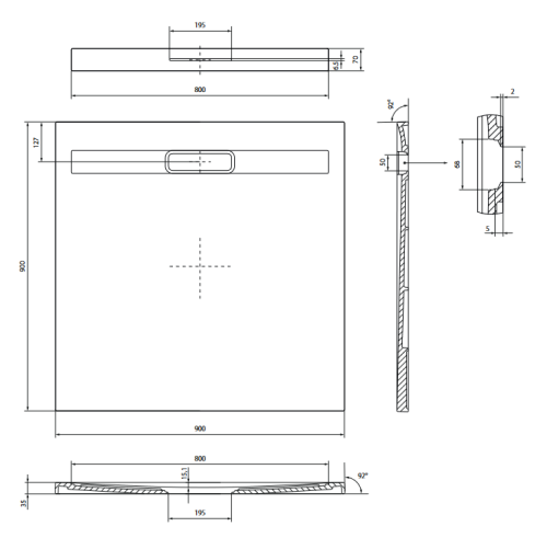 Meissen Keramik KONTRA brodzik kwadratowy 90x90  rys.png