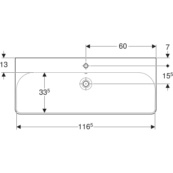 Umywalka Geberit Smyle Square 120 cm, jeden otwór. 500.226.01.1 rys.1 BudoHurt.com Łódź.webp