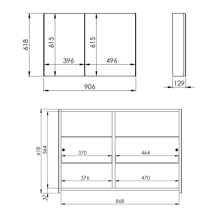 Elita Szafka wisząca z lustrem Basic 90 2d. RE060900030000 rys.  BudoHurt.com Łódź.png