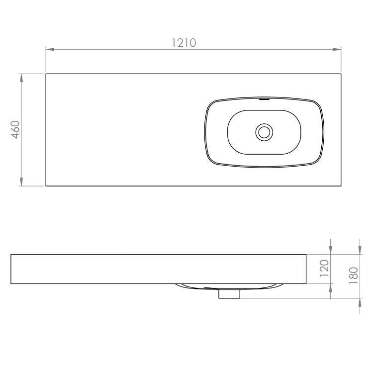 Elita umywalka Dimple 120 prawa rys. BudoHurt.com Łódź.png
