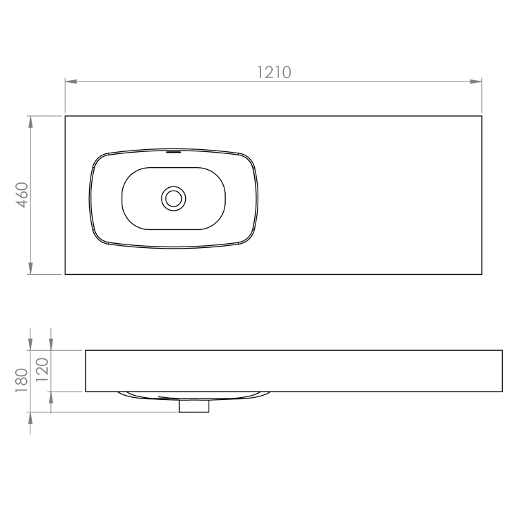 Elita umywalka Dimple 120 lewa rys. BudoHurt.com Łódź.png