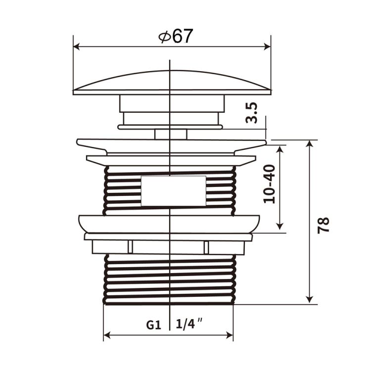 Elita Korek umywalkowy Klik-Klak z przelewem  rys. BudoHurt.com Łódź.png