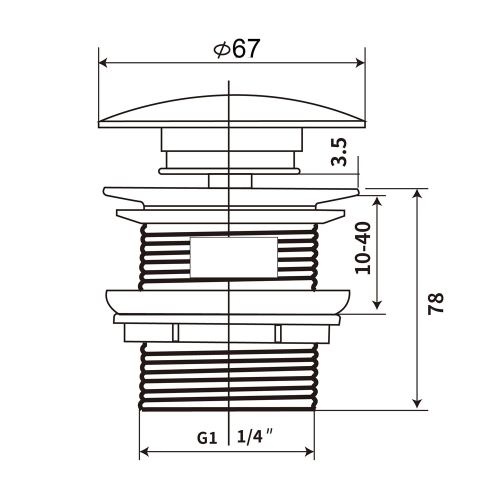 Elita Korek umywalkowy Klik-Klak z przelewem  rys. BudoHurt.com Łódź.png