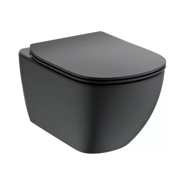 Ideal Standard Tesi Miska WC wisząca AQUABLADE T0079V3 + Deska Thin wolnoopadająca T3527V3 CZARNY MAT.webp