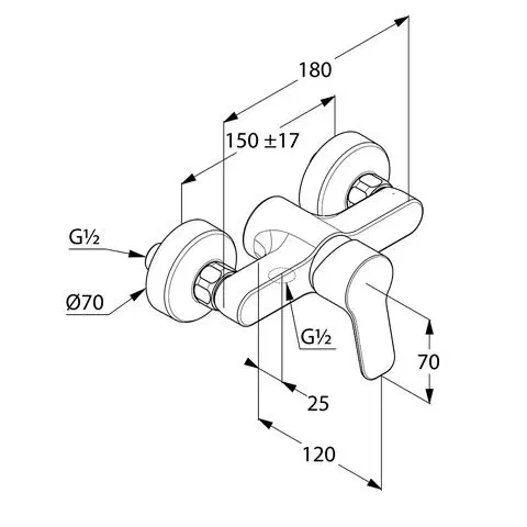 Kludi Pure&Easy  Bateria prysznicowa, Chrom. 378410565 rys.BudoHurt.com Łódź.webp