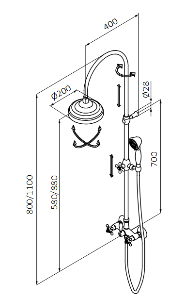 Zestaw natryskowy teleskopowy Monoblock Classical rys.png