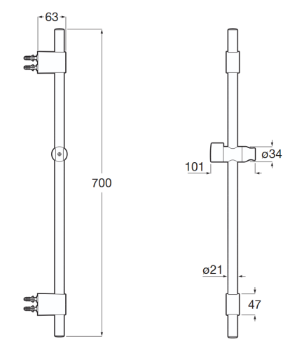 Roca Sensum drązek prysznicowy BudoHurt.com Łódź rys.png