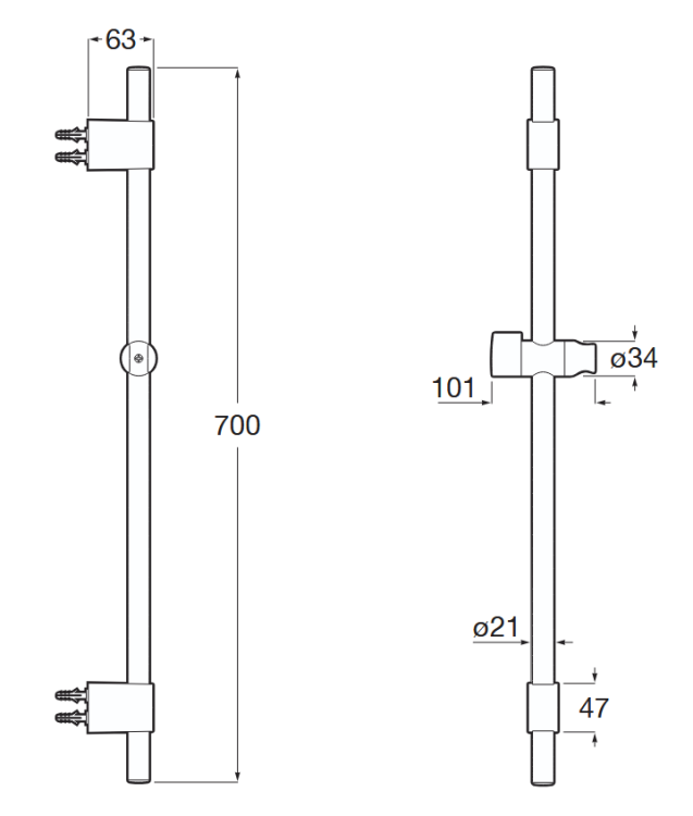 Roca Sensum drązek prysznicowy BudoHurt.com Łódź rys.png