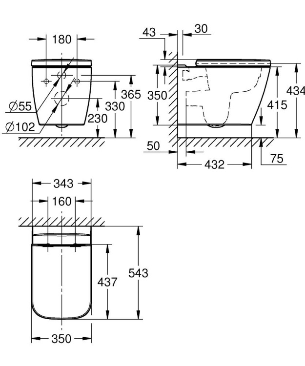 Grohe BauEdge Ceramika Miska wisząca z deską wolnop. 106740SH00 rys. BudoHurt.com Łódź.jpg