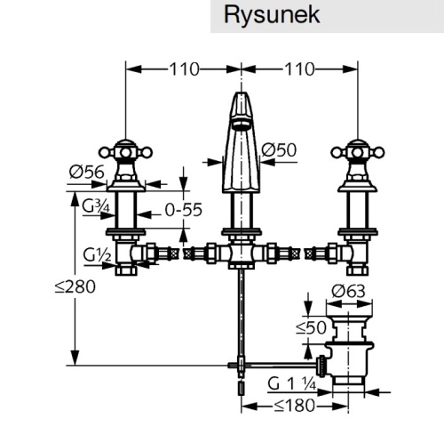 BudoHurt.com Łódź Bateria łazienkowa Kludi Adlon 510434520 rys.jpg