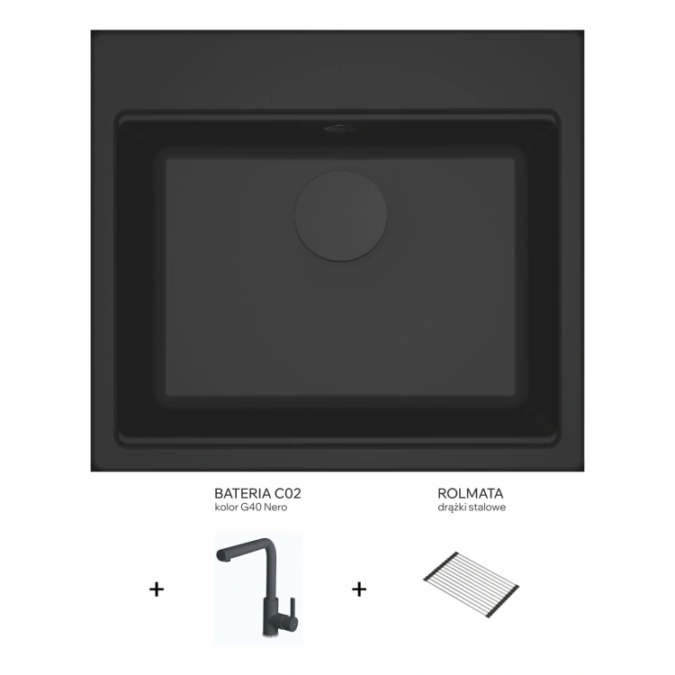 ZESTAW Zlewozmywak Elleci Time 105 G40 Nero + bateria C02 + rolmata. LG210540SET BudoHurt.com .jpg