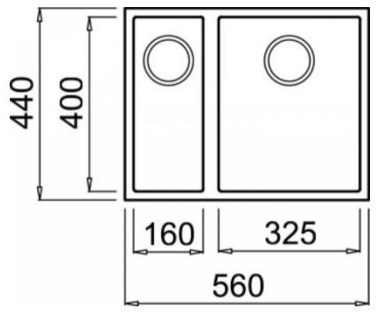 Zlewozmywak podwieszany Elleci Quadra 150 BSO wymiary BudoHurt.com.jpg