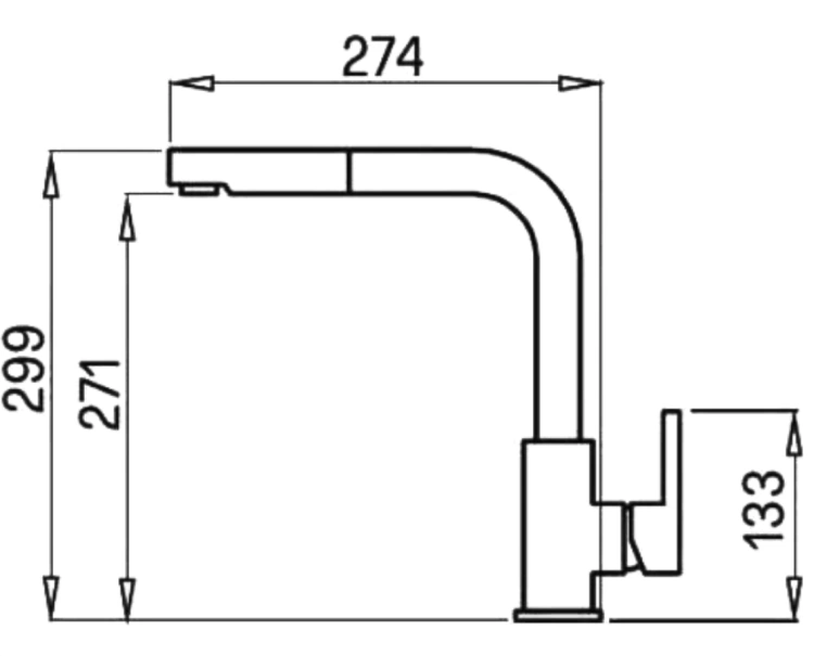 Elleci SHELL PLUS C02 Bateria zlewozmywakowa z wyciąganą wylewką, wymiary BudoHurt.com.png