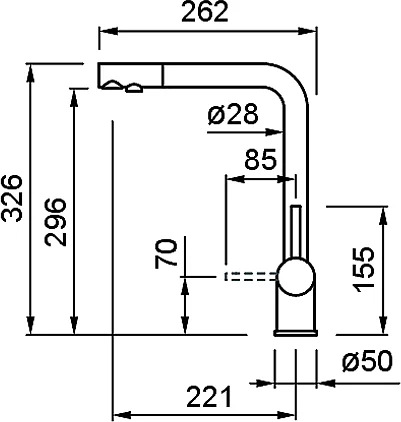 Elleci CROSS Pure Bateria zlewozmywakowa do filtra z wyciąganą wylewką rys. BudoHurt.com.png