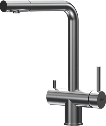 Elleci CROSS Pure Bateria zlewozmywakowa do filtra z wyciąganą wylewką, Chrom szczotkowany. MIKCROCS BudoHurt.com.png